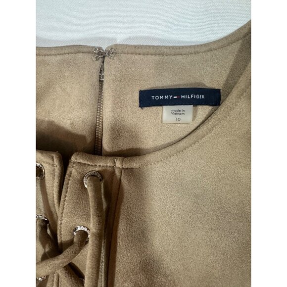 Tommy Hilfiger Women's Faux Suede Short Sleeve Jewel Neck Mini Shift Dress S -10 - Picture 6 of 10